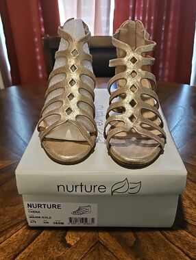 Nurture by Lamaze Warm Gold Cutout Strappy Heels